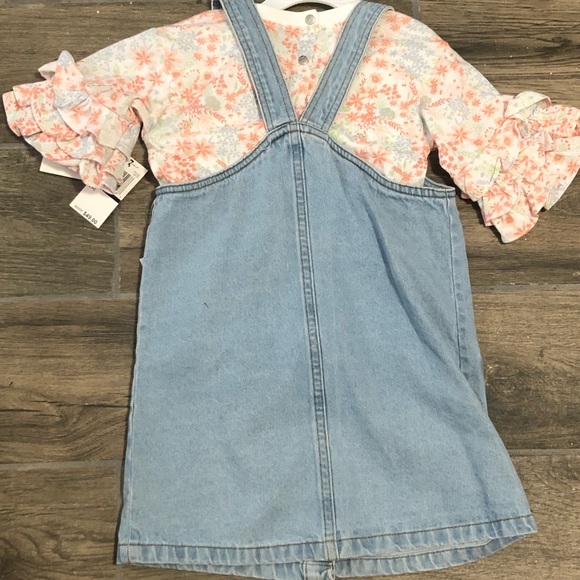 7FAMK denim jumper dress with floral print top - Picture 5 of 5